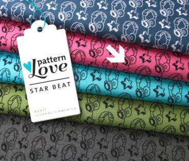 B-Ware !!! - RESTSTÜCK 1,50m !!! - Bio Jacquard - Star Beat - pink - Pattern Love - Hamburger Liebe